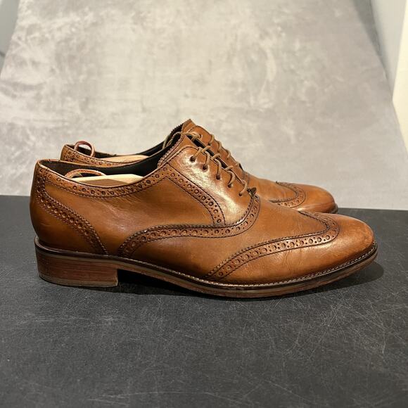 Cole Haan Shoes Mens Size 10.5 Wingtip Oxford Brogue Leather Dress Lace Up - Picture 1 of 11